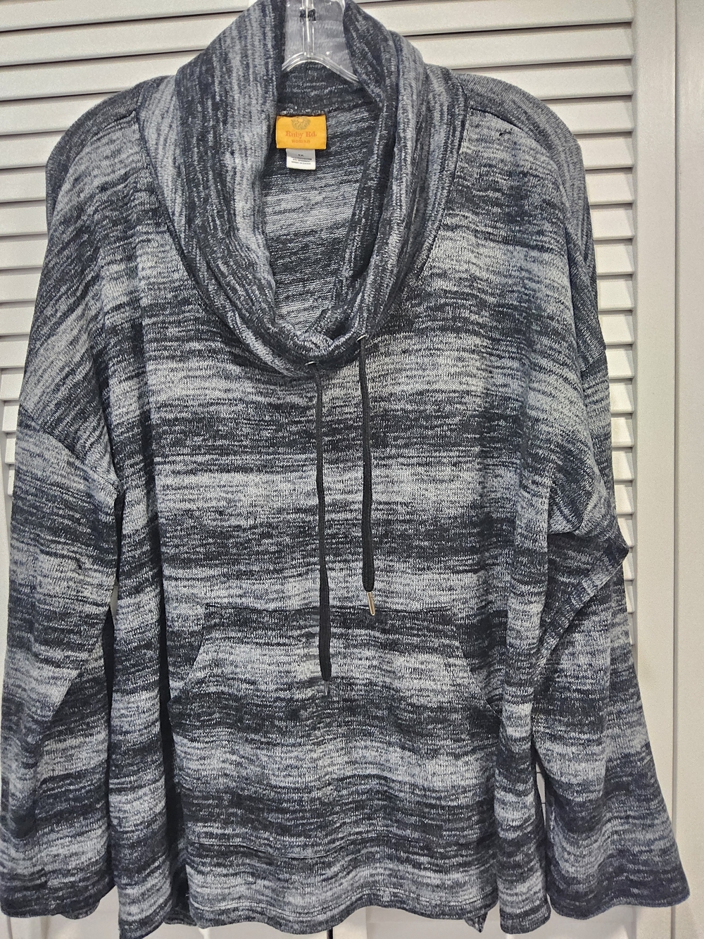 Ruby Rd. Marled Black and White Cowl Neck Sweater